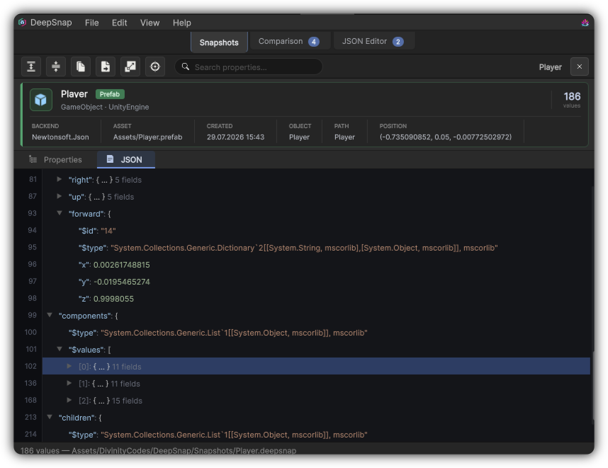 Examine JSON view